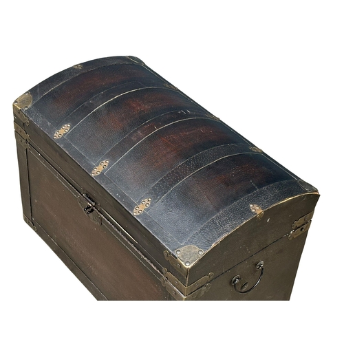 98 - A 19th century style leather brass bound trunk. 71x40x47cm