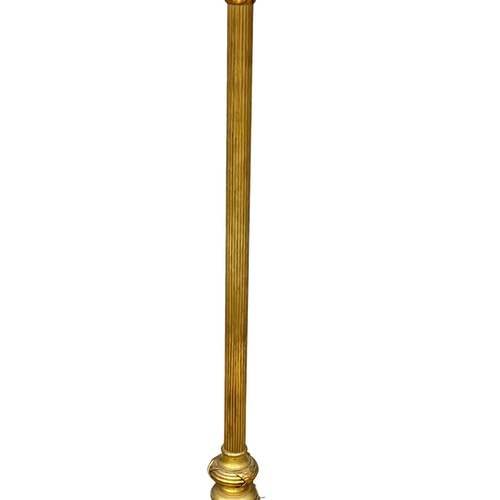 983 - A vintage heavy ornate brass standard lamp. 174cm (2)