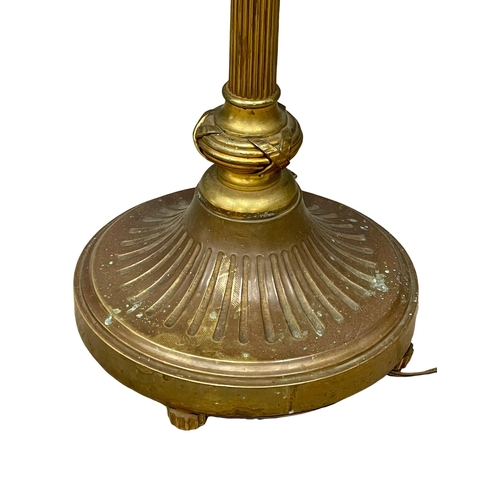 983 - A vintage heavy ornate brass standard lamp. 174cm (2)