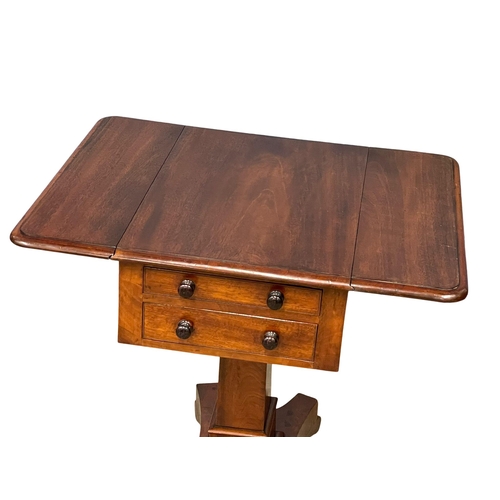 1199 - A Victorian mahogany drop leaf pedestal super table with 2 drawers and 2 dummy drawers. Open 77x59x7... 