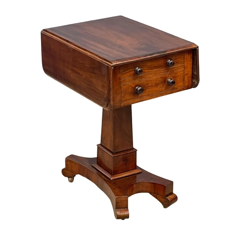 1199 - A Victorian mahogany drop leaf pedestal super table with 2 drawers and 2 dummy drawers. Open 77x59x7... 