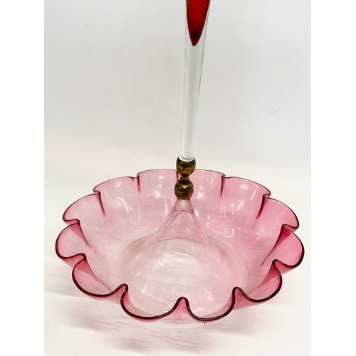 3 - A large Victorian Ruby Glass epergne. 26x56cm