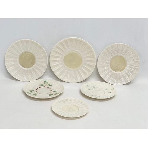 52 - 6 third period Belleek pottery saucers. 1946-1980.