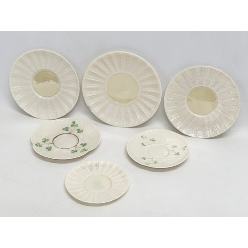 52 - 6 third period Belleek pottery saucers. 1946-1980.