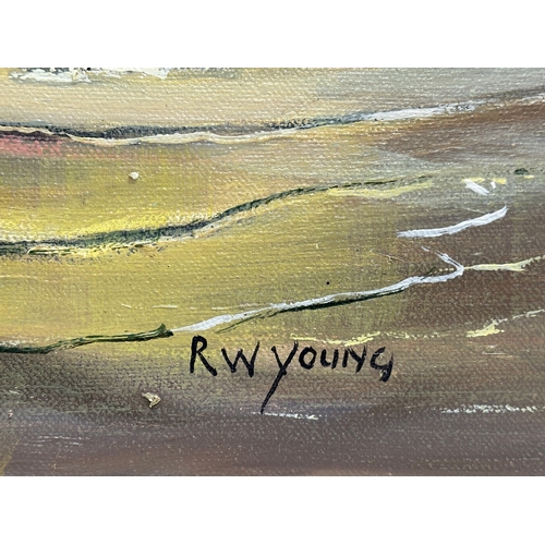 60 - A large oil painting on canvas by R.W. Young 56x45.5cm.