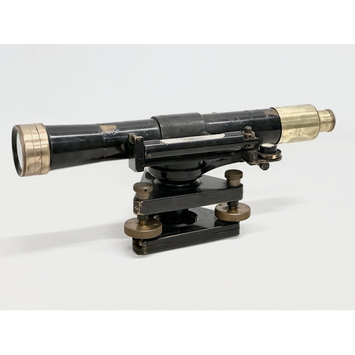 62 - An early 20th century Hallbro theodolite in case. Theodolite measures 35cm. Case measures 9x17x15cm