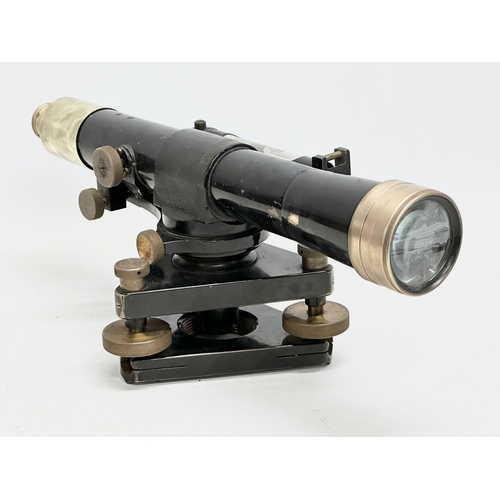 62 - An early 20th century Hallbro theodolite in case. Theodolite measures 35cm. Case measures 9x17x15cm