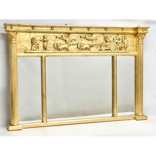 8 - A large early 19th century style gilt framed over-mantle mirror. 126x86cm.