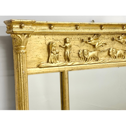 8 - A large early 19th century style gilt framed over-mantle mirror. 126x86cm.