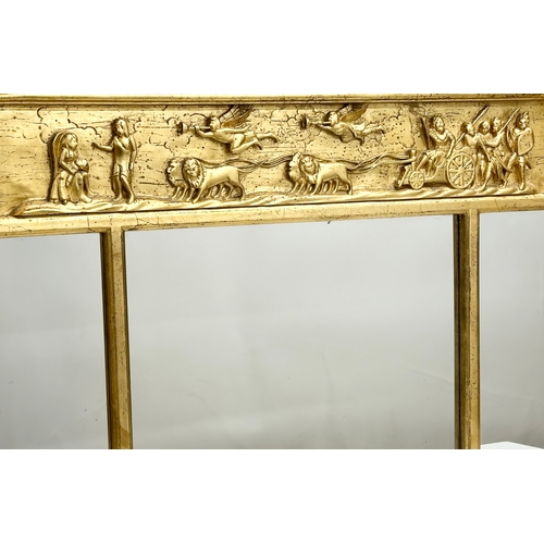 8 - A large early 19th century style gilt framed over-mantle mirror. 126x86cm.