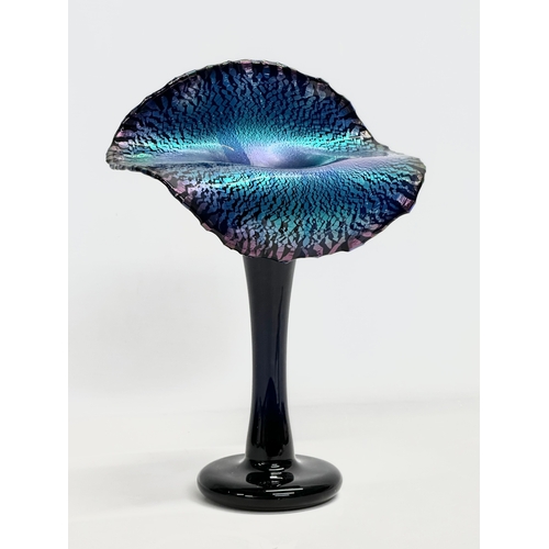 11 - An Okra iridescent Jack in the Pulpit vase designed by Richard Golding. 1993. Number 200. 21x29cm