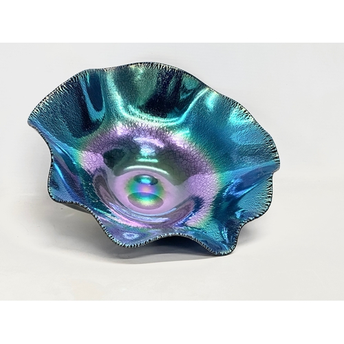 12 - An Okra iridescent ‘Ripple Bowl’ designed by Richard Golding. 1993. Number 57. 26x8.5cm