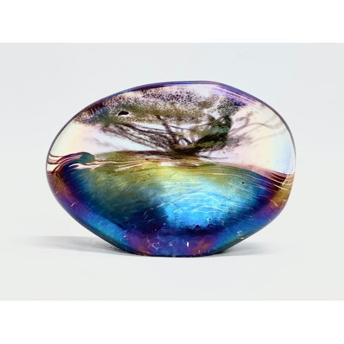 13 - A large iridescent glass paperweight designed by John Ditchfield for Glassform. 16x11.5cm