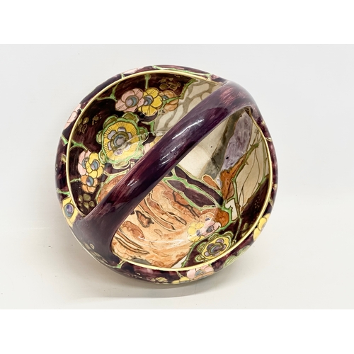 367 - A 1930’s Art Deco Royal Winton Chinz lustre basket bowl. 21x21x18cm