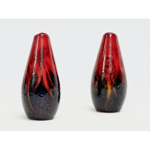 74 - A pair of Royal Doulton ‘Flambe Veined’ vases. Number 1613. 17cm.