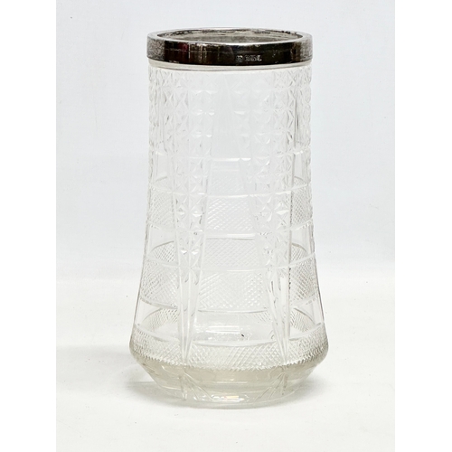 75 - An Edwardian sterling silver mounted etched crystal vase by Boardman, Glossop & Co Ltd. Circa 1908. ... 