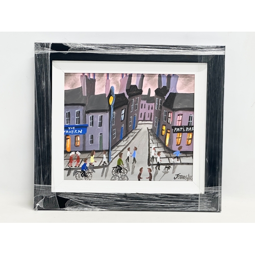 80 - An oil painting on board by John Ormsby. Pat’s Bar and The Tavern. 29.5x24.5cm. Frame 42.5x37.5cm.