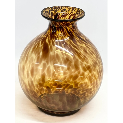 95 - A large 1970’s Mid Century tortoiseshell Art Glass vase. 29x32cm