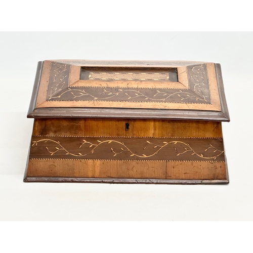 15 - A large Irish 19th century Killarney inlaid arbutus and yew wood jewellery box. Circa 1860-1870. 34x... 