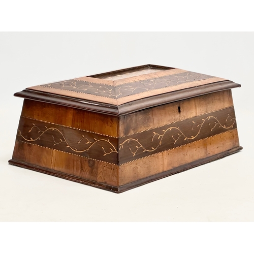 15 - A large Irish 19th century Killarney inlaid arbutus and yew wood jewellery box. Circa 1860-1870. 34x... 