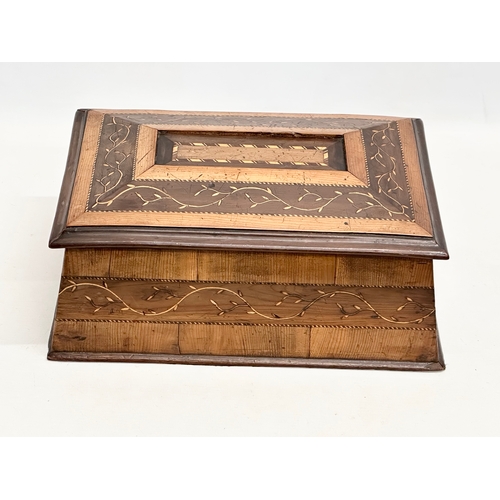 15 - A large Irish 19th century Killarney inlaid arbutus and yew wood jewellery box. Circa 1860-1870. 34x... 