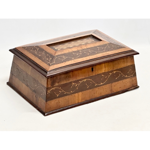 15 - A large Irish 19th century Killarney inlaid arbutus and yew wood jewellery box. Circa 1860-1870. 34x... 