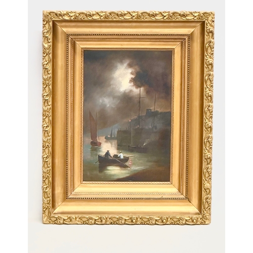 21 - A signed 19th century oil painting on board in original heavy gilt frame. Signed D Mc C/B Mc C. 30x4... 