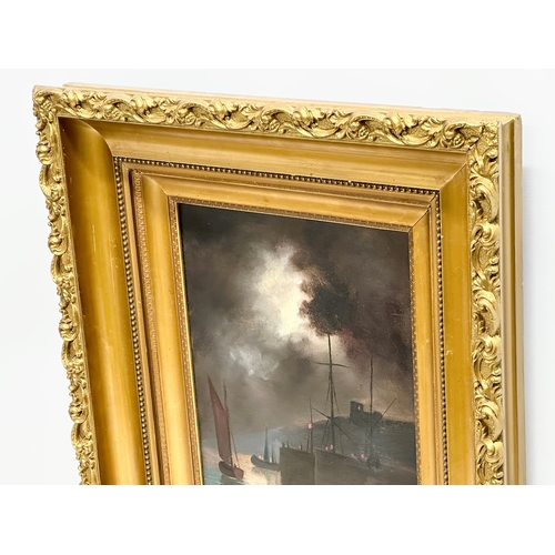 21 - A signed 19th century oil painting on board in original heavy gilt frame. Signed D Mc C/B Mc C. 30x4... 