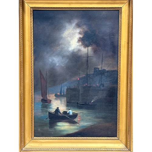 21 - A signed 19th century oil painting on board in original heavy gilt frame. Signed D Mc C/B Mc C. 30x4... 