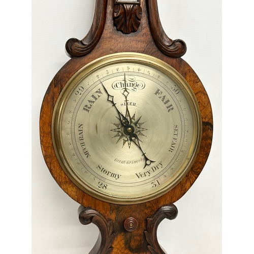 37 - An excellent quality late William IV/early Victorian rosewood barometer. 32x104cm