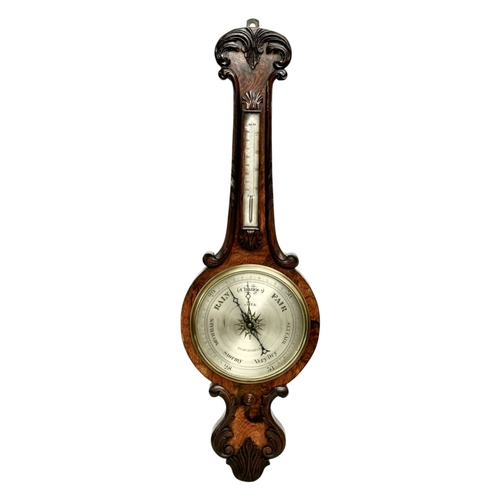 37 - An excellent quality late William IV/early Victorian rosewood barometer. 32x104cm