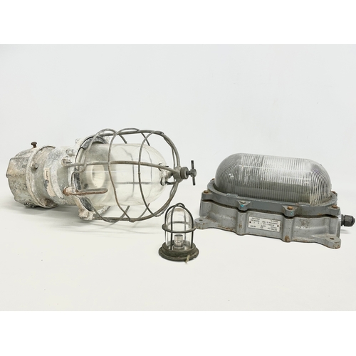2 large vintage bulkhead lights and a ships nautical light. Simplex ...