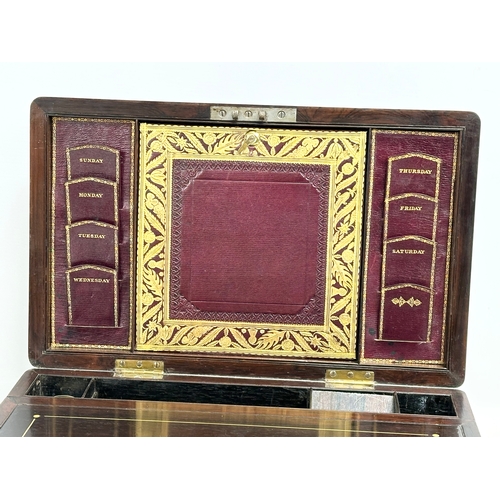 28 - An excellent quality Victorian brass bound rosewood writing slope with leather interior. Open 40.5x4... 