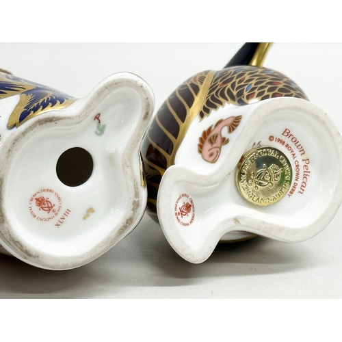 202 - Royal Crown Derby. A Royal Crown Derby Brown Pelican 13cm. A Royal Crown Derby penguin 14cm