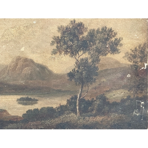 146 - A 19th century oil painting on canvas. 46x25.5cm