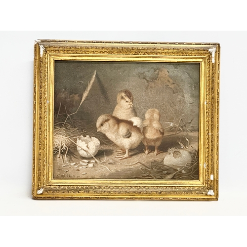 147 - A signed late 19th/early 20th century oil painting on canvas. 32x26cm. Frame 40x34cm