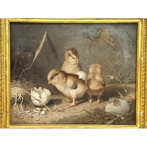 147 - A signed late 19th/early 20th century oil painting on canvas. 32x26cm. Frame 40x34cm