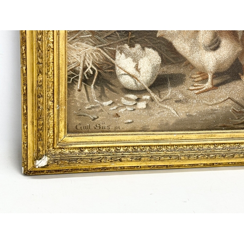 147 - A signed late 19th/early 20th century oil painting on canvas. 32x26cm. Frame 40x34cm