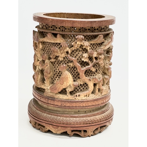 149 - A late 19th century Chinese brush pot. 15x17cm