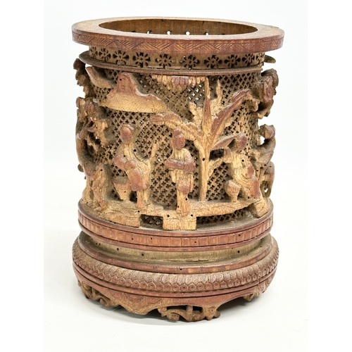 149 - A late 19th century Chinese brush pot. 15x17cm