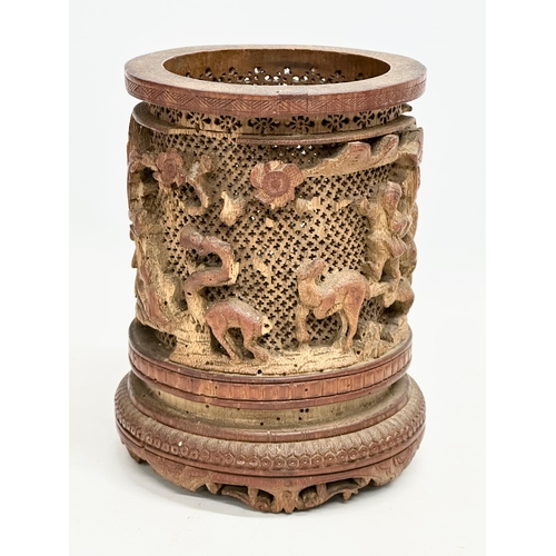 149 - A late 19th century Chinese brush pot. 15x17cm