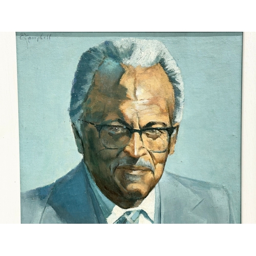 176 - An oil portrait on board by Con Campbell. 34x36cm. Frame 43x45.5cm