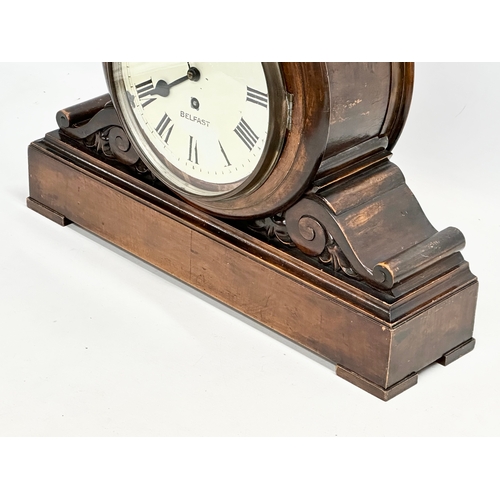 114 - A late 19th century mahogany boardroom clock. A.D. Neill Limited, Belfast. With pendulum. 47x15x35.5... 