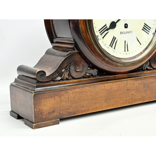 114 - A late 19th century mahogany boardroom clock. A.D. Neill Limited, Belfast. With pendulum. 47x15x35.5... 