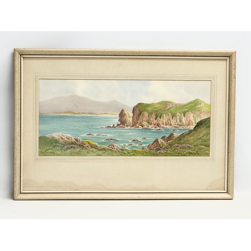 189 - A large watercolour by G.W. Morrison. Fanad head Donegal. 55.5x24.5cm. Frame 71x48cm