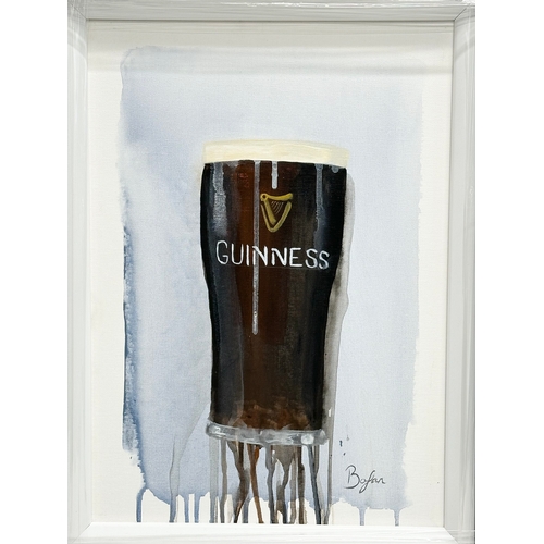 182 - An oil painting on canvas by John Bolan. A Pint of Guinness. In a new frame. 29x40.5cm. Frame 46x57c... 