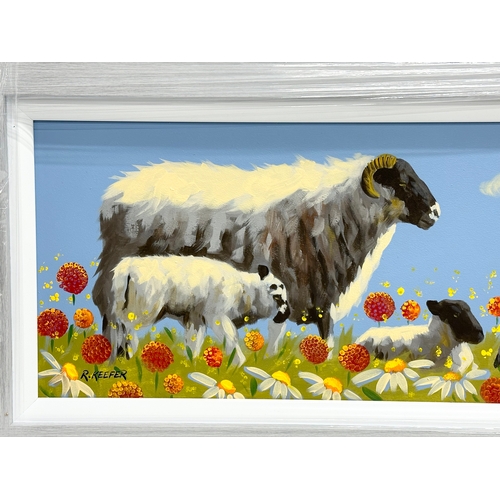 183 - A large oil painting on board by Ronald Keefer. In a new frame. 75x29cm. Frame 91.5x46cm