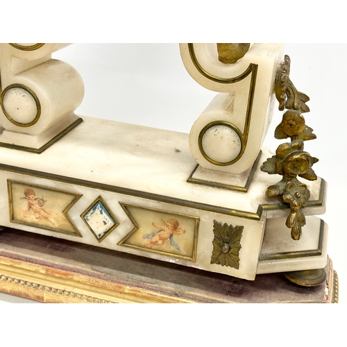 129 - A large late 19th century French onyx and gilt brass mantle clock on stand. 40x12x49cm