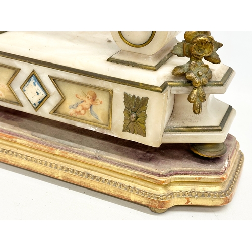 129 - A large late 19th century French onyx and gilt brass mantle clock on stand. 40x12x49cm