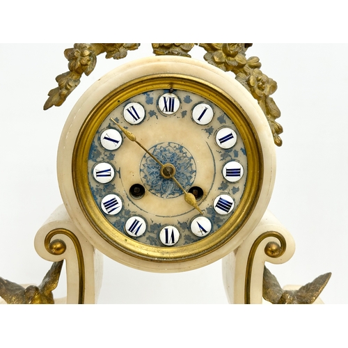 129 - A large late 19th century French onyx and gilt brass mantle clock on stand. 40x12x49cm